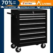 Workshop Tool Trolley with 7 Drawers Black Storage Organizer Garage Utilit 47174