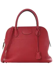 Herms Rouge Grenat Taurillon Clemence Leather Bolide Shoulder Bag (Authentic Pre-Loved)