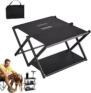 Camping Table Stand, Foldable Portable Rack, Compact 3-Layer Metal Shelf with Storage Bag, Folding Rack for Dining, Picnic, BBQ, Fishing, Garden, Outdoor Use, Multicolor