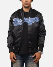 [PRO STANDARD] Pro Standard Los Angeles Dodgers Big Logo Satin Jacket Black - Size L L Black