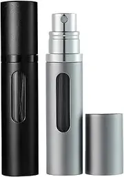 Perfume Atomiser Refillable Perfume Bottle for Travel, Leaking Proof Mini Empty Perfume Spray Bottle for Women and Men, 8ml - Matte Black & Gray