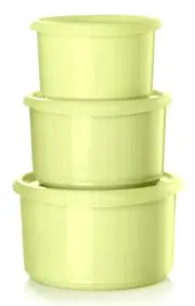 Tupperware Blossom Serve and Store 3-Canister Set Lime Green Color NEW