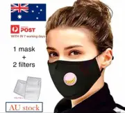 Anti Air Pollution Face Mask Respirator & 2 Filters P2 Washable Adjustable TT