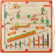 Magnetic Color and Number Maze for Kids 3+, Wooden Toddlers Educational Toys, Personalized Montessori Games for Boys and Girls, Busy Board Learning Set as Magnetic Maze and Dot Board