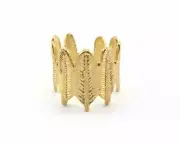 Feather Adjustable Ring Raw brass (18.5mm 8.5US inner size - Adjustable ) OZ3213