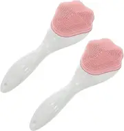 Mikinona 2pcs Long Handle Facial Cleansing Claw Shape Face Wash Silicone Brush for Face Makeup Removal