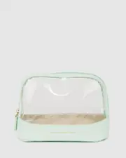 Mint Green Holly Clear Cosmetic Case