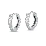 Twisted Plain Huggies Earrings 925 Sterling Silver 10mm Snap Back