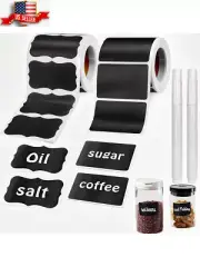 Mason Labels Chalkboard for Jars Stickers Label Jar Waterproof Reusable Black