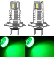 LED 20W H7 Green Two Bulbs Head Light DRL Daytime Lamp Replacement Show Use OE