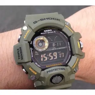 【金台鐘錶】CAISO 卡西歐 G-SHOCK RANGEMAN系列 電波錶 三大感應器 (軍綠) GW-9400-3