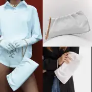Mimco New The Clutch White Leather Wristlet Pouch Handbag + Dust Bag