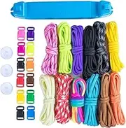 Paracord Parachute Cord Jig Bracelet Loom-Plastic Wristband Maker Paracord Brading Weaving Tool-DIY Craft Kit 12 Rainbow Color Cord & Buckles-Suctions to Table-Great for Beginner,Intermediate,Advanced