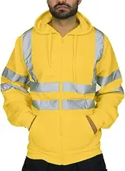 Fashion Mens Reflective Shirts Class 3 High Visibility Safety Hoodie Sweatshirt Casual Hi Vis Hooded Sweatshirts Zip Jacket Chic