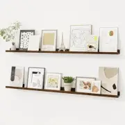 Picture Ledge Shelf, Floating Shelves Set of 2, 48"W x 3.5"D, Set of 2 Walnut