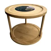 Bamboo Tray 2 Tier Lazy Susan Spice Rack Round Turnable Kitchen Organiser 24.5cm
