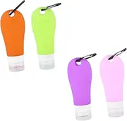 Healeved 4pcs Empty Lotion Containers with Keychains Travel Friendly Cosmetic Storage Bottles for Emulsion Perfume Refillable Washable Convenient Design