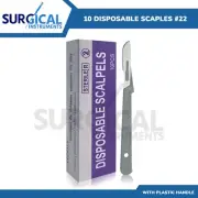 10 Disposable Scalpel #22, Sterile, Plastic Handle High-Quality