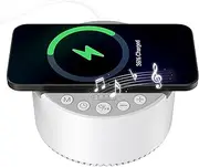 White Noise Machine with Wireless Charger and Bluetooth Speaker – Portable Sound Machine for Sleeping, 6 Soothing Sounds, 3 Timers, Memory Feature for Baby, Kids, Adults, Home, Office, and Travel
