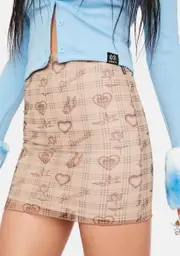 [ZEMETA] Tan Angel Plaid Mesh Skirt