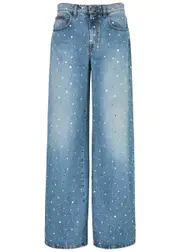 Giuseppe DI Morabito Crystal-embellished Wide-leg Jeans - Blue - W28 (W28 / UK10 / S) W28 (W28 / UK10 / S)