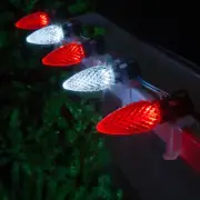 50 C9 OptiCore Candy Cane Red White LED Christmas String Lights, Green Wire 50ft