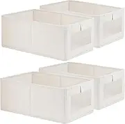 Lylilidy 6 Pcs Linen Closet Organizers and Storage Foldable Clothing Bins Large Foldable Box with Window Storage Baskets for Closet Shelf Clothes Jeans Toys Organization (6)