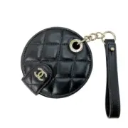 CHANEL Name Tag Charm Novelty W9.5cm x H9.5cm Coco Mark Black Gold Lambskin New