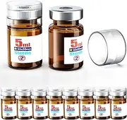 Biomed Solutions Sterile Empty Vial with Reusable Plastic Cap,Ready to Fill Glass Containers, Liquid Injection Bottle Sealed with Self Healing Injection Port (5ml Amber 10pcs)