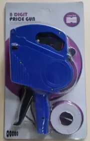 SINGLE ROW - EIGHT DIGIT PRICE GUN WITH LABELS.
