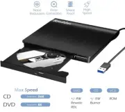 Rioddas External DVD/CD Player Portable RW Burner/Reader Drive USB 3.0 BT638 NEW