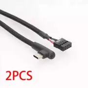 2PCS USB 9Pin to Motherboard USB C Adapter Extension Cable Type C Shield Cord