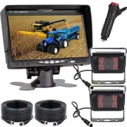 7" Rear View Monitor 12-24V Truck Caravan 4Pin CCD IR Reversing Two Camera Kit
