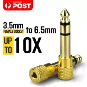 3.5mm Socket to 6.5mm Male Jack Plug Audio Stereo Adaptor Gold Headphone Adapter