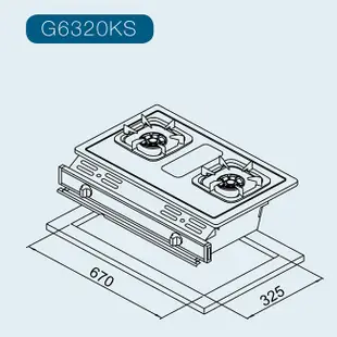 櫻花牌 G6320K 純銅爐頭整台不鏽鋼崁入式雙口瓦斯爐 (9.8折)