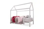 Doris Solid Pine Timber Single House Bed For Kids - White