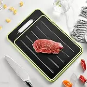 Quick Defrosting Board, 4 in 1 Cutting Board with Knife Sharpener, Fast Thaw Meat ＆ Frozen Food, Big Size Defrosting Tray with Grater, Double-Sided Frost Away Plate, Chopping Board (Black+Green)