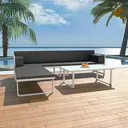 4 Piece Garden Lounge Set with Cushions Aluminium Black, Furniture Sets, Patio Furniture