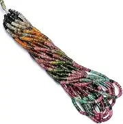[Jaipur Gems Mart] AAA+ Rainbow Tourmaline Gemstone 5mm 6mm Heishi Faceted Beads | 15" Strand | Natural Multi Tourmaline Gemstone Wheel/Tyre/Spacer Loose Beads