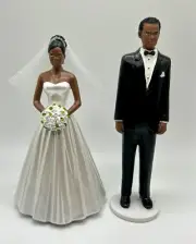 Wilton Set 2 of African American Bride & Groom Wedding Cake Toppers NEW