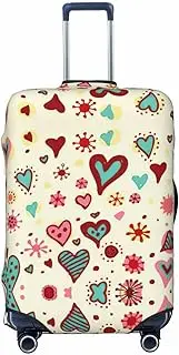 [CADREWY] Colorful Heart Pattern Print Travel Suitcase Cover Luggage Protector with Elastic Anti Scratch for Carry On, Black, Large