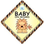 Baby on Board Sign, LION, Baby Lion Car Sign, Suction Cup Car Sign