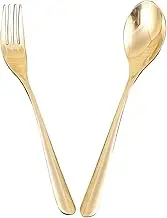 GLEAVI Exquisite 2pcs Western Dinnerware Brass Fork Spoon Fork Spoon Steak Tableware Kitchen Cutlery Set for Dining