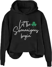 [Generic] Light English Let The Shenanigans Begin Fashion Round Neck Casual Letter St. Print Long Sleeve Top Sweatshirt Women Dress Hoodie