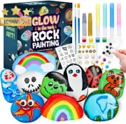 Rock Painting Kit for Kids - Glow in the Dark DIY Arts & Crafts Ages 4-12 Gift