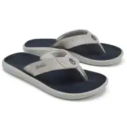 Olukai Pili Men's Flip Flops, Ash/Mood Indigo, M12