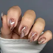 KAVI' S 24pcs French Tip Stick on Nails Press on Nails Smudge Glitter Fake Nails Short Almond Acrylic False Nails Jerry Glue for Women Girls Nail Art