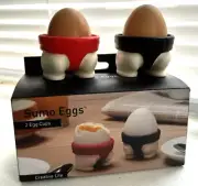 Sumo Eggs - Soft or Hard Boiled Egg Cup Holders (Set of 2) Sumo Design - Uten...