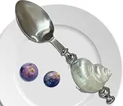 Seashell Design Forks, Seashell Spoon | Salad Fork with Natural Clam Shell Handle and Shells | Vintage Stainless Steel Tea Spoon for Coffee, Cappuccino, Yogurt, Dessert