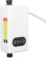 Electric Tankless Water Heater, 3.4KW Compact Digital Display Constant Temperature Electric Instant Hot Water Heater, Overheating Protection, for Sink and Faucet (White)
